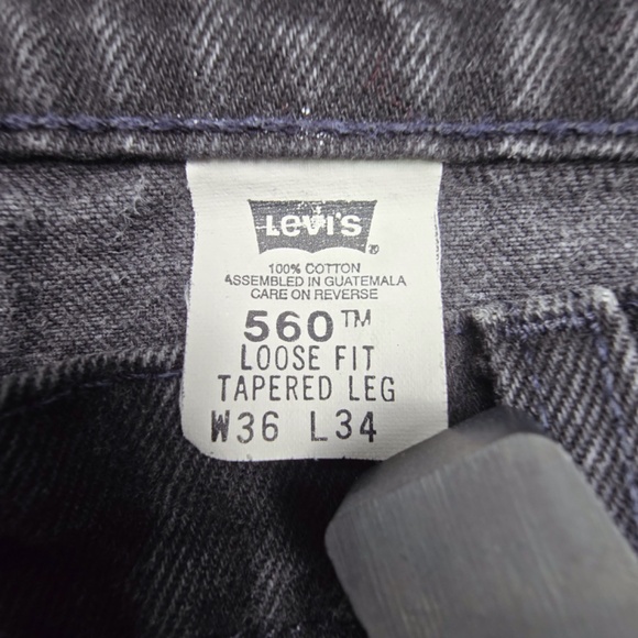 🔥 Vintage 1996 Levi’s 560 Orange Tab Jeans 34X34 – Loose Fit Tapered Leg- Black - Picture 9 of 14